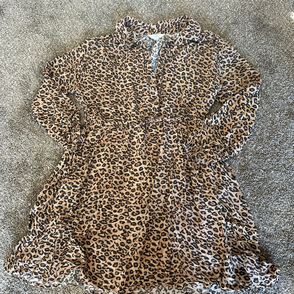 Leopard Print Long Sleeve Dress
